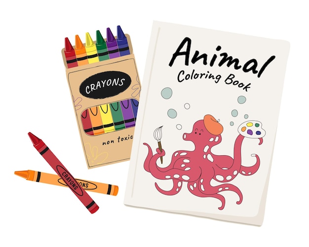 Animal coloring book png cute stationery transparent background