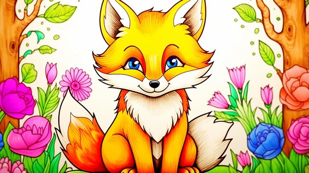 Animal coloring pages kids animal ai generated