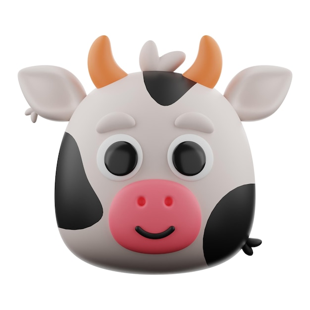 Animal cow icon 3d rendering on isolated background