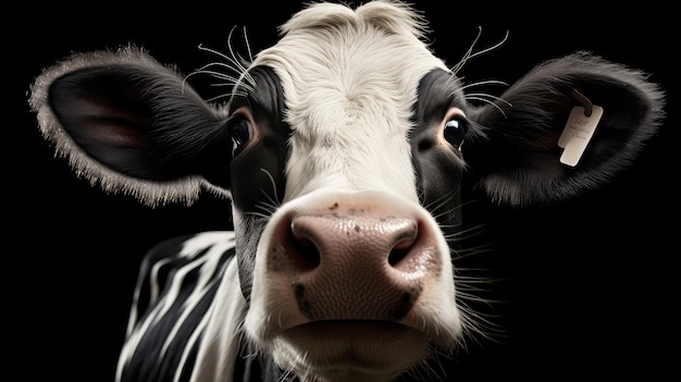 Photo animal cow with tongue in nose