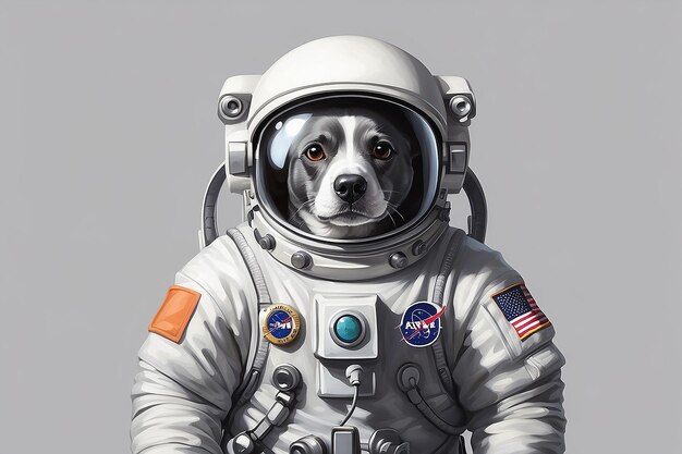 Foto cane astronauta con tuta spaziale