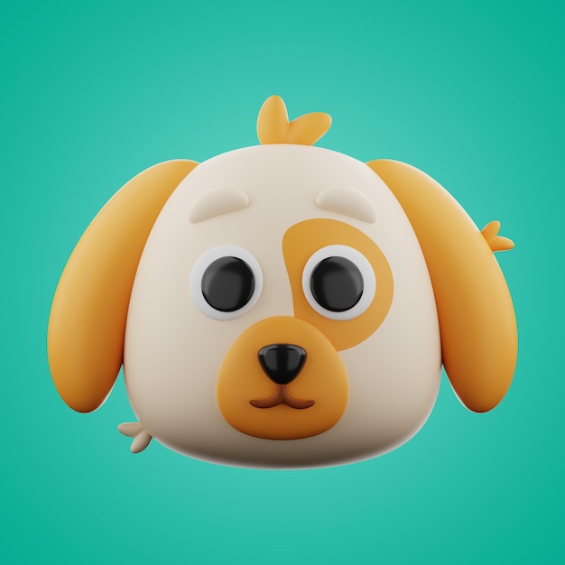 Иконка собаки-животного 3D-рендеринг на изолированном фоне