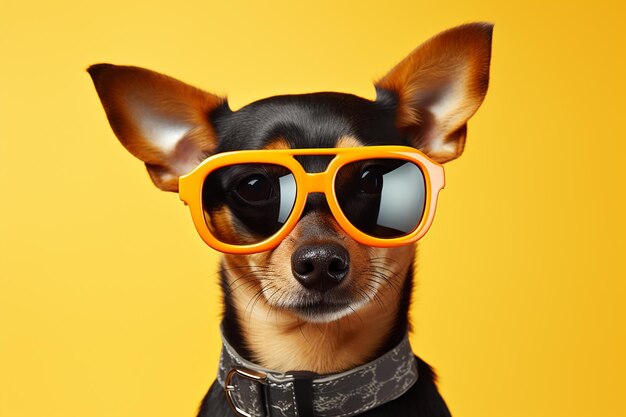 Animal dog sunglasses isolated pet background smile funny brown portrait cute generative ai