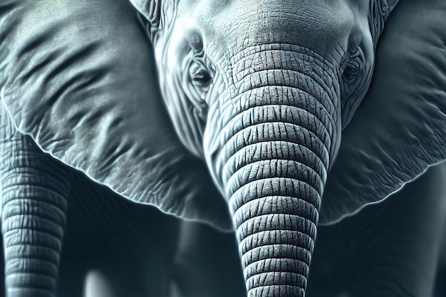 動物の象 象の肖像 デジタル アート スタイル イラスト絵画