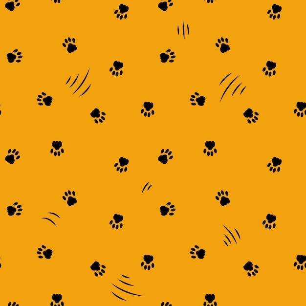 Animal footprints and scratches, seamless pattern, background