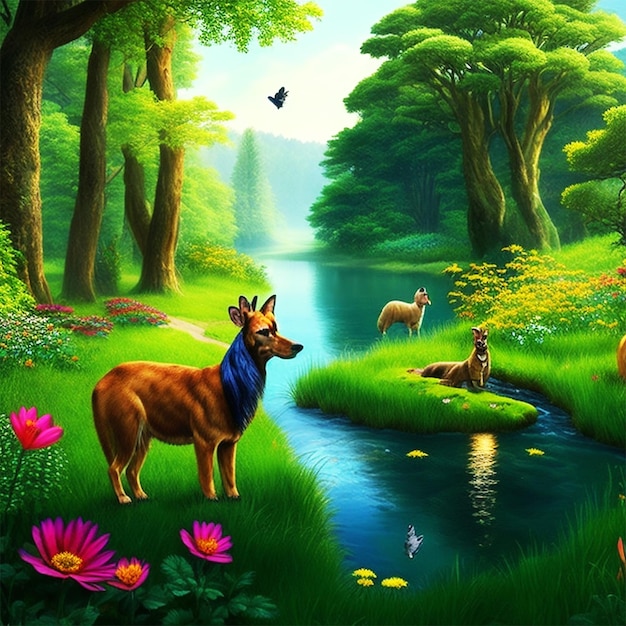 Animals In Beautiful Rainforest Drawing In Cartoon Style Vector Stock  Illustration - Download Image Now - iStock