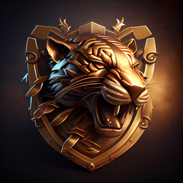 Animal game emblem game badges gold bronze color Made with Generativa AI badge dragon