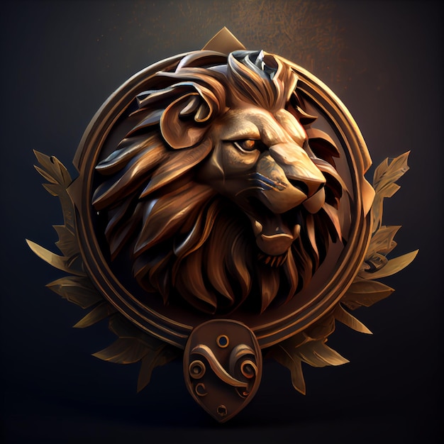 Photo animal game emblem game badges gold bronze color made with generativa ai badge lion