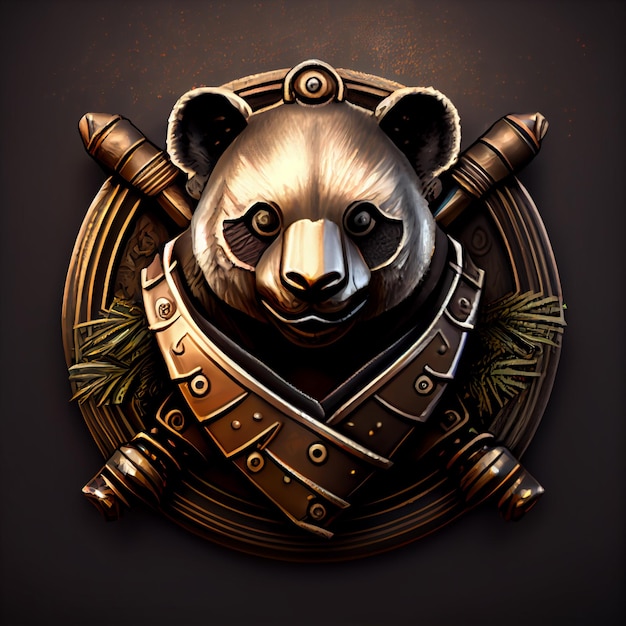 Animal game emblem game badges gold bronze color Made with Generativa AI badge panda