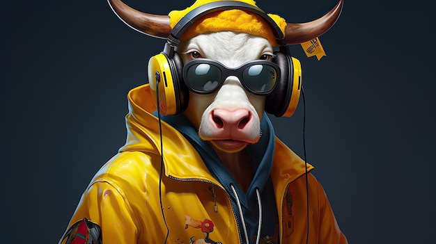 animal in headphones