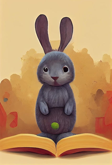 Animal Illustration of Rabbit for Kids Children Book in Watercolor Painting Art