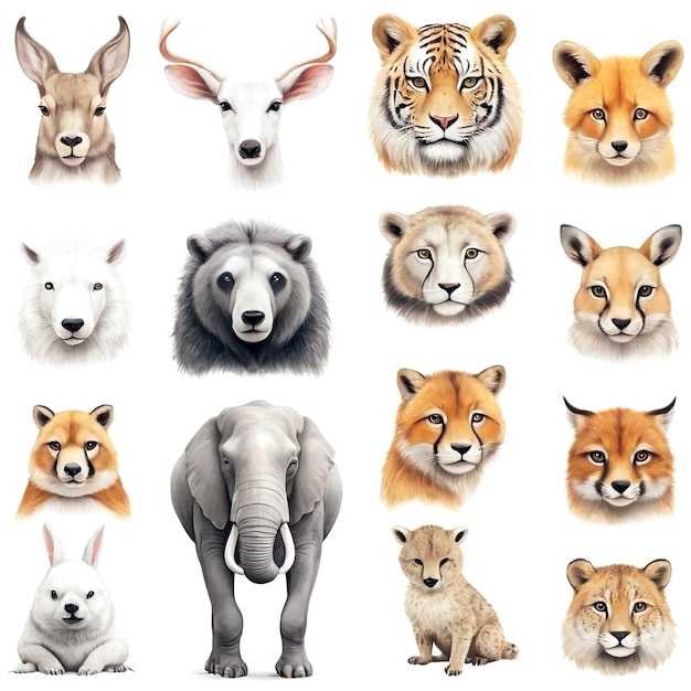 Animal illustrations with white background