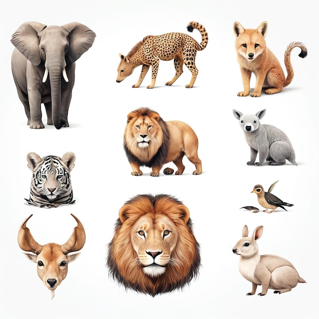 Animal illustrations with white background