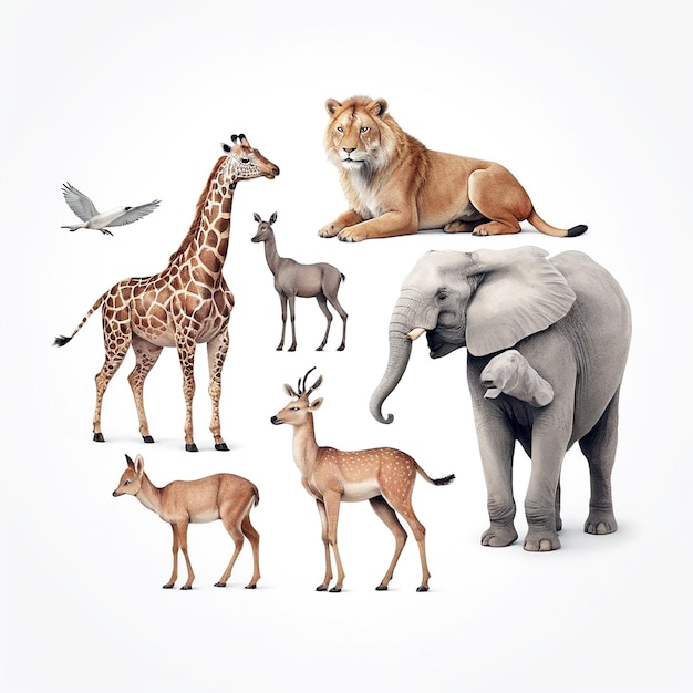 Animal illustrations with white background