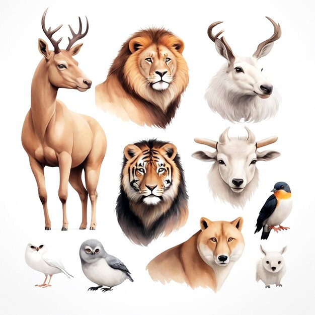 Иллюстрации животных на белом фоне