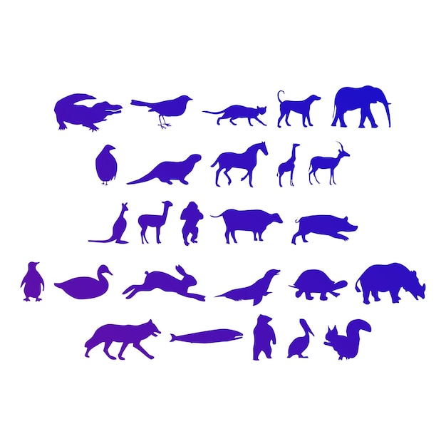 Photo animal items gradient effect photo jpg vector set