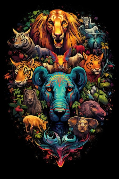 Animal Kingdom Artistic renditions of animals and wildlife Professional tshirt design vector