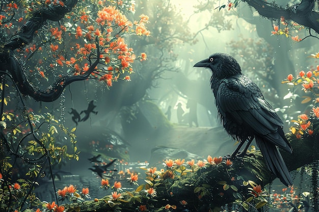 Photo animal kingdom reimagined with fantastical beasts in a lush