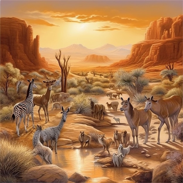 animal life in the desert art46