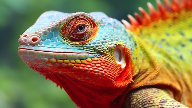 Animal lizard in nature multi colored and close up