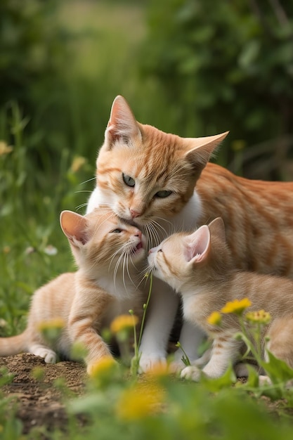 動物愛猫子猫と犬の自然がいっぱいの幸せ