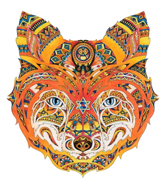 animal mandala png fox sticker transparent background