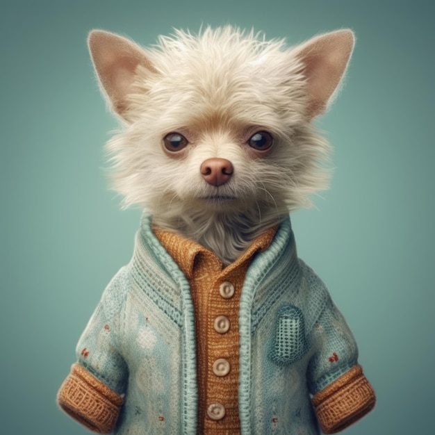 Animal mascot 3d beautiful mini animal portrait with clothes