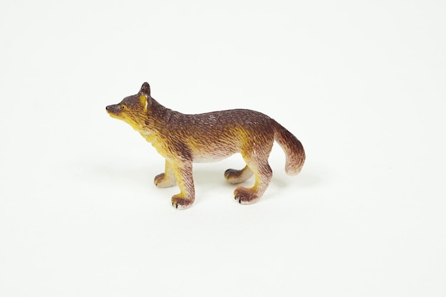 Animal mini figure isolated on white background. Plastic animal toys.