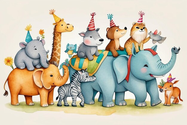 Photo animal parade birthday card