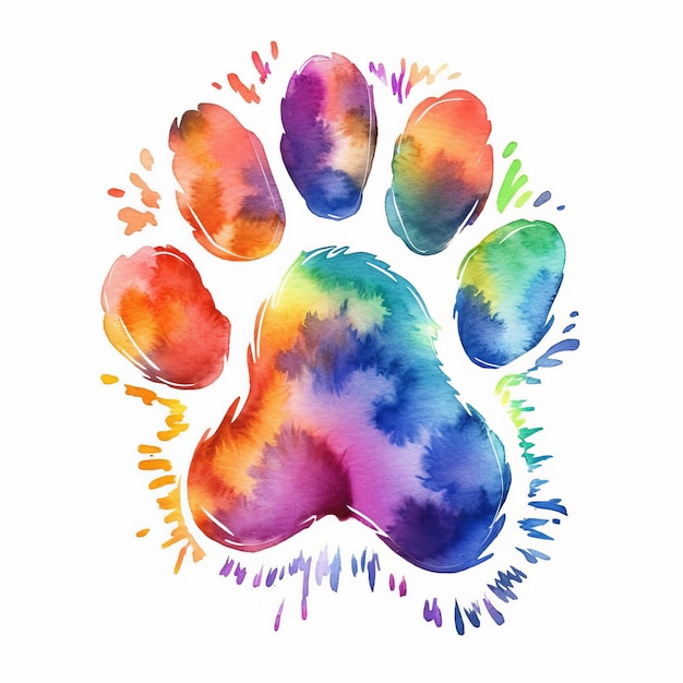 Animal paw print watercolor style Generative AI