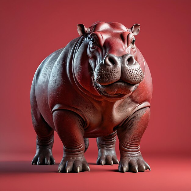 Photo animal pet a hippoy standing on a red background