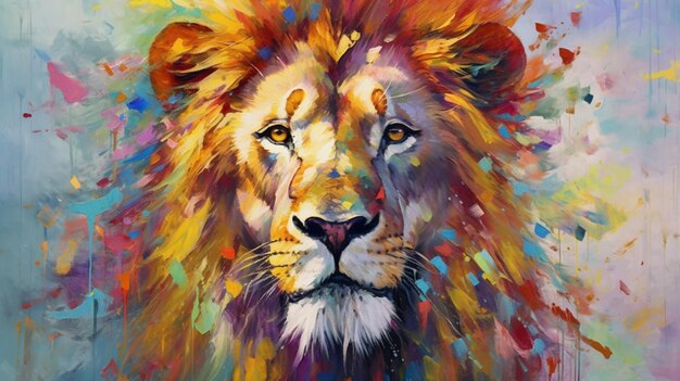 Animal portrait head art Colorful abstract oil acryGenerative AI