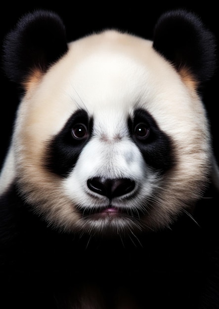 Animal portrait of a panda on a dark background conceptual for frame