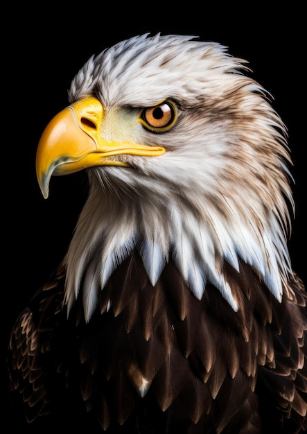Animal portrait of a wild american eagle on a black background conceptual for frame