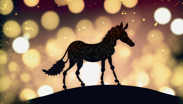 Photo animal silhouette in front of bokeh background