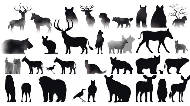 Photo animal silhouette on a white background