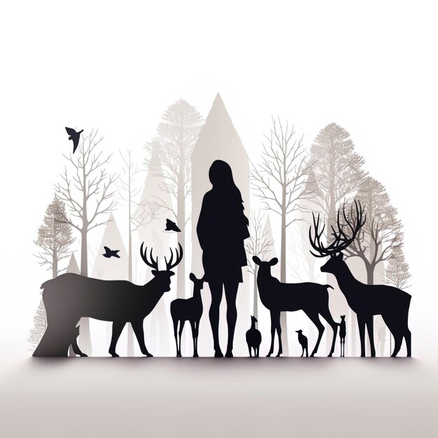Foto silhouette di animale su uno sfondo bianco