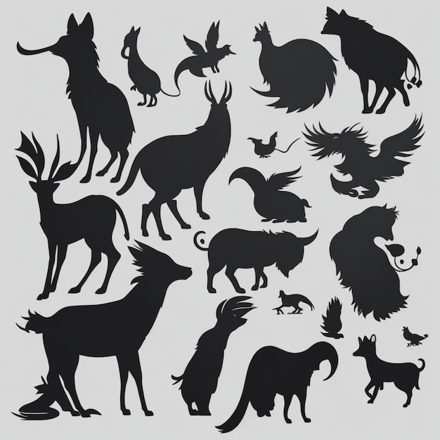 Animal silhouettes vector background