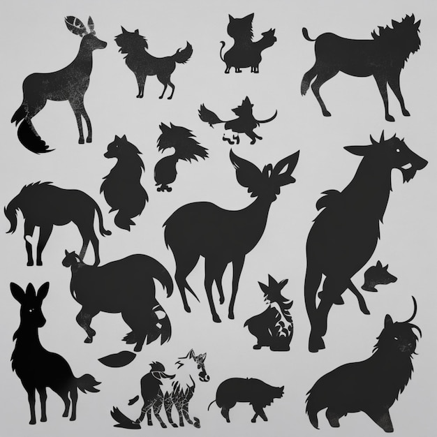 Animal silhouettes vector background