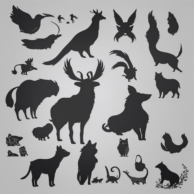 Animal silhouettes vector background