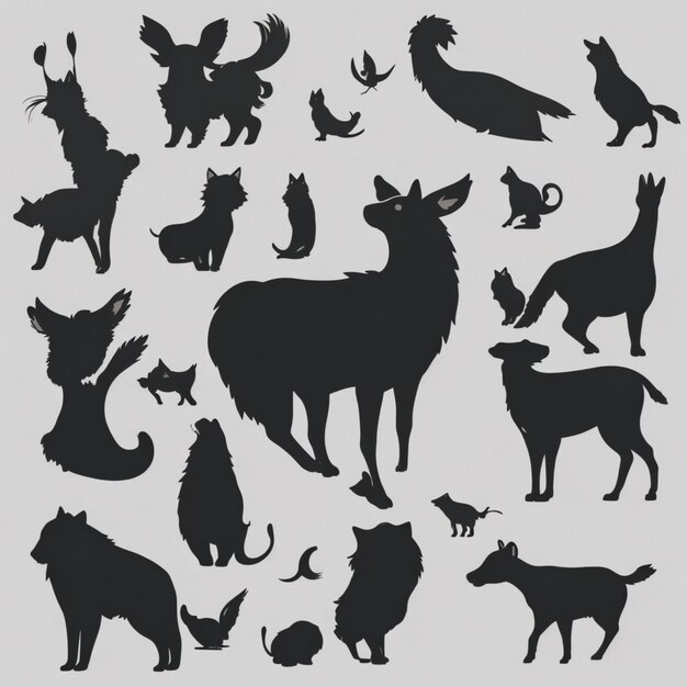 Animal silhouettes vector background