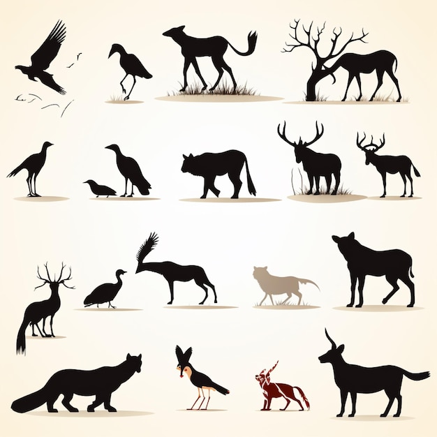 Animal silhouettes vector for use in various designs