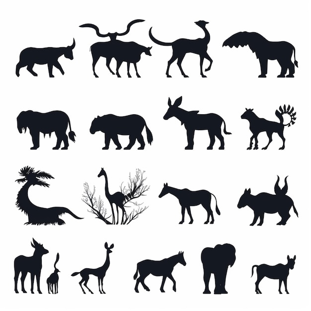 Animal silhouettes vector for use in various designs