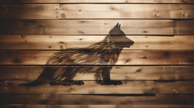 Photo animal sketch on wooden surface