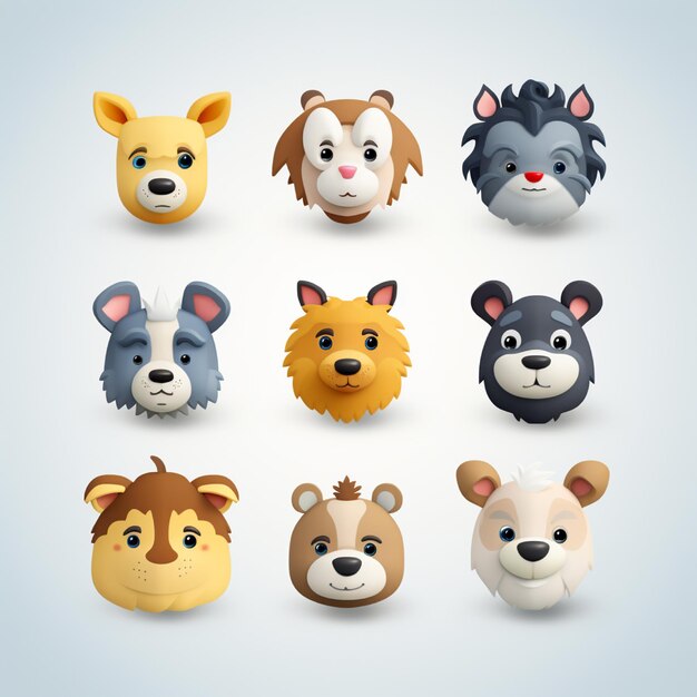 Photo animal themed emoji designs icon vector logos