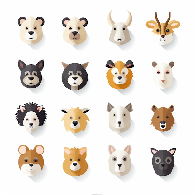 Photo animal vector icons for websites and apps in white background