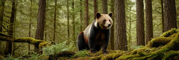 Photo an animal walking in the green forest