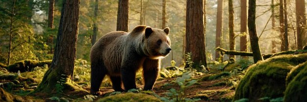 Photo an animal walking in the green forest