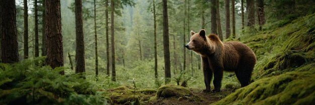 Foto un animale che cammina nella foresta verde