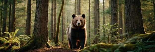 An animal walking in the green forest